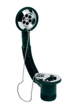 Standard Slotted Bath Waste with Plug and Chain Chrome