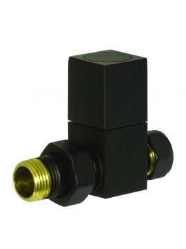 Straight Manual Square Black Radiator Valve