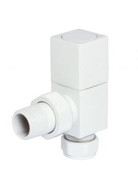 Angled Manual Square White Radiator Valve