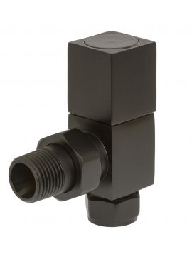 Angled Manual Square Black Radiator Valve