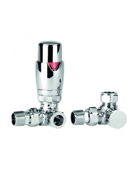 Dual Fuel Chrome Round Radiator Valves 15mm x 1/2"