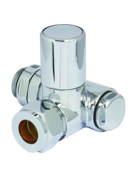 Dual Fuel Chrome Round Tee Piece with Element Port Valve 1/2"