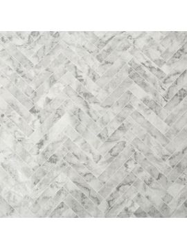 Contour Marble Chevron Tile White Wallpaper