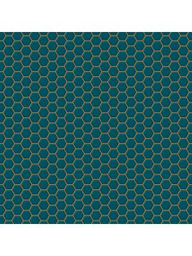 Contour Hexagon Lattice Teal Wallpaper