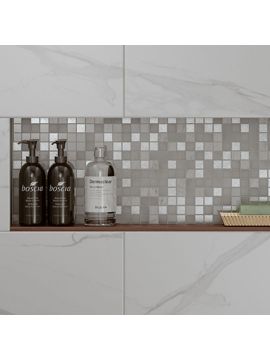 Harrow White/Silver Glass & Stone Mosaics Wall Tiles 300 x 300mm - Single Tile