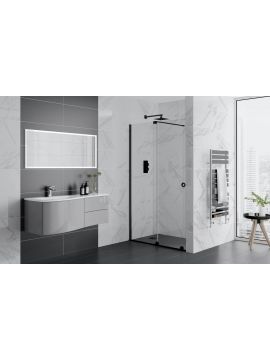 Aquadart Rolla 8 Sliding Recess Panel Door or Enclosure 8mm Matt Black Frame Clear Glass