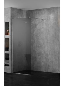 Aquadart Wetroom 10 Glass Panel and Wall Profile 10mm Silver Frame Smoked Glass