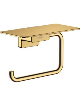 Hansgrohe AddStoris Q Toilet Paper Holder with Shelf Polished Gold Optic