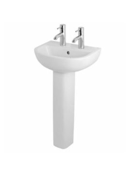 RAK Compact 450 Full Pedestal Washbasin 2 Tap Holes
