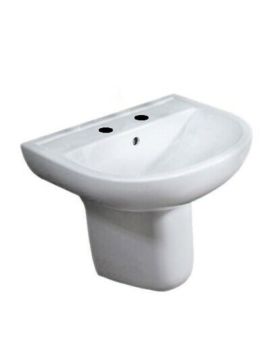RAK Compact 450 Half Pedestal Washbasin 2 Tap Holes