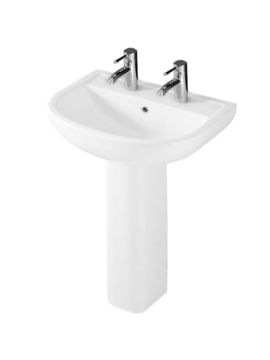 RAK Compact 550 Full Pedestal Washbasin 2 Tap Holes