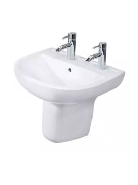 RAK Compact 550 Half Pedestal Washbasin 2 Tap Holes