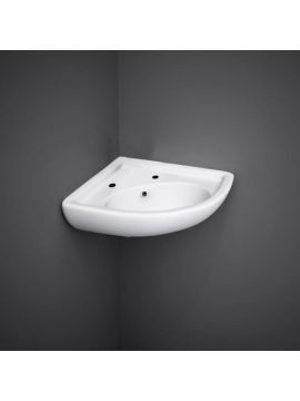 RAK Compact Wall Hung Corner Washbasin 2 Tap Holes