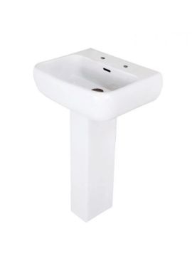 RAK Metropolitan 520 Full Pedestal Washbasin 2 Tap Holes