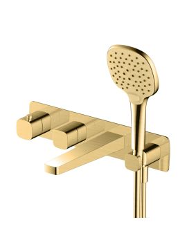 RAK Petit Square Concealed Thermostatic Bath Shower Mixer Tap Gold