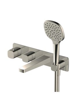 RAK Petit Square Concealed Thermostatic Bath Shower Mixer Tap Nickel