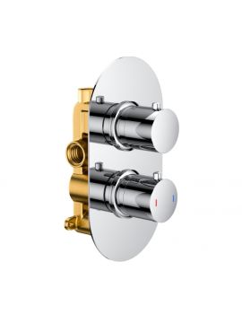 RAK Round Single Outlet 2 Handle Concealed Thermostatic Valve Chrome