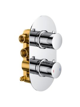 RAK Round Dual Outlet 2 Handle Concealed Thermostatic Valve Chrome