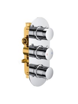 RAK Round Dual Outlet 3 Handle Concealed Thermostatic Valve Chrome