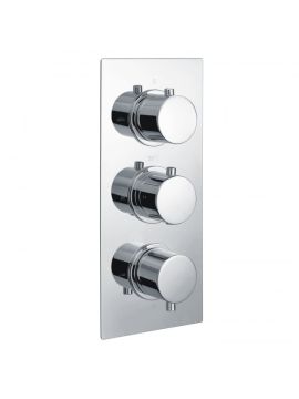 RAK Round Triple Outlet 3 Handle Concealed Thermostatic Valve Chrome