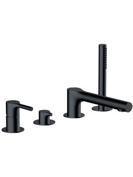 RAK Sorrento Deck Mounted Bath Shower Mixer 4 Tap Hole Black