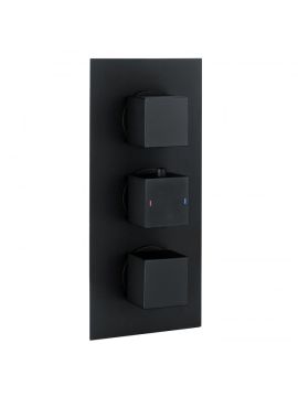 RAK Square Dual Outlet 3 Handle Concealed Thermostatic Valve Black