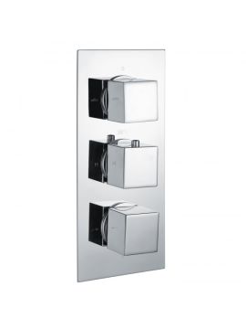RAK Square Dual Outlet 3 Handle Concealed Thermostatic Valve Chrome
