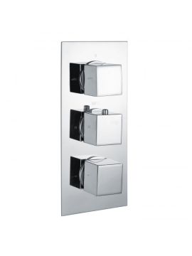 RAK Square Triple Outlet 3 Handle Concealed Thermostatic Valve Chrome
