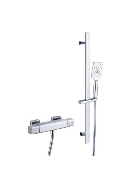 RAK Square Exposed Thermostatic Bar Valve Shower Kit Chrome