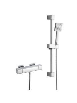 RAK Square Exposed Thermostatic Bar Valve Shower Kit Chrome