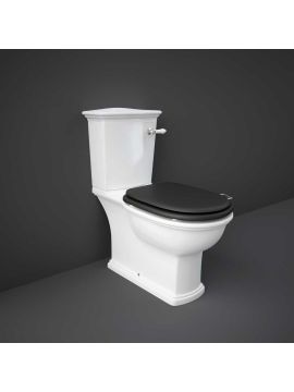 RAK Washington Close Coupled Toilet with Lever, Open Back with Black Wooden Soft Close Seat