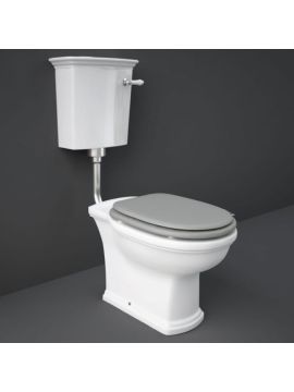 RAK Washington Close Coupled Toilet with Lever, Open Back with Grey Wooden Soft Close Seat