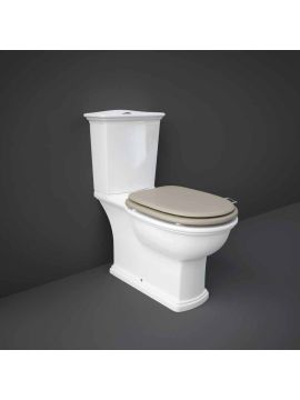 RAK Washington Close Coupled Toilet with Push Button, Open Back with Cappuccino Wooden Soft Close Seat