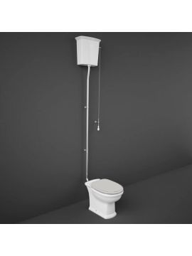 RAK Washington High Level Toilet with Greige Wooden Soft Close Seat