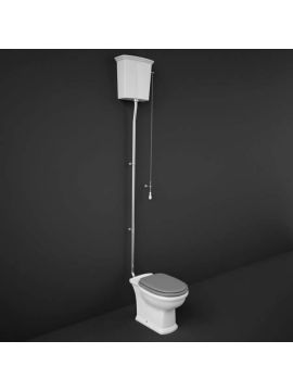 RAK Washington High Level Toilet with Grey Wooden Soft Close Seat