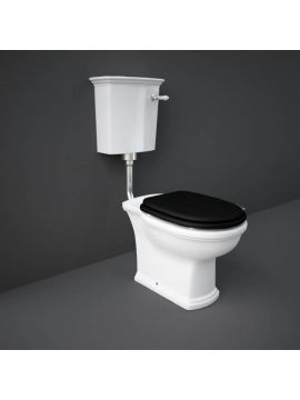 RAK Washington Low Level Toilet with Black Wooden Soft Close Seat