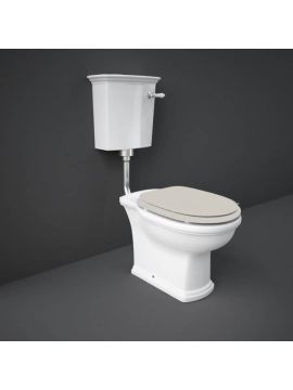 RAK Washington Low Level Toilet with Greige Wooden Soft Close Seat