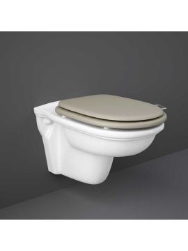 RAK Washington Wall Hung Rimless Toilet with Cappuccino Wooden Soft Close Seat