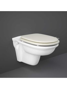 RAK Washington Wall Hung Rimless Toilet with Greige Wooden Soft Close Seat