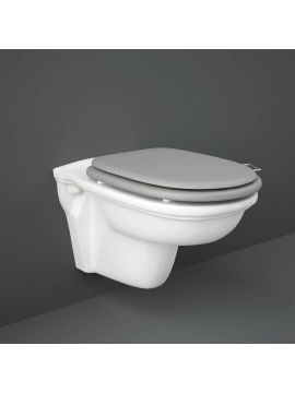 RAK Washington Wall Hung Rimless Toilet with Grey Wooden Soft Close Seat