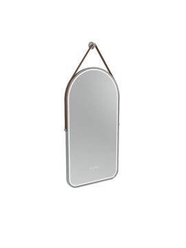 Tavistock Alderbury Arch Illuminated Mirror With Brown Strap - 400mm x 800mm - Chrome