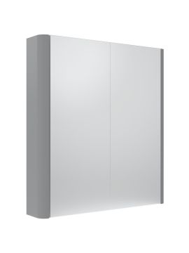 Tavistock Compass Non-Illuminated Double Door Mirror Cabinet - 600mm x 650mm - Light Grey