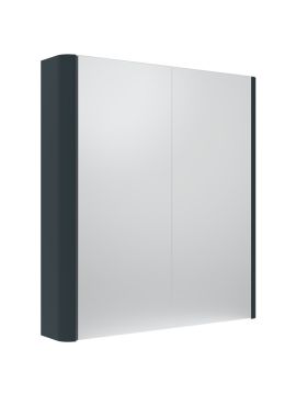 Tavistock Compass Non-Illuminated Double Door Mirror Cabinet - 600mm x 650mm - Oxford Blue