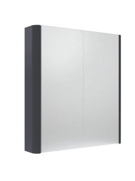Tavistock Compass Non-Illuminated Double Door Mirror Cabinet - 600mm x 650mm - Storm Grey