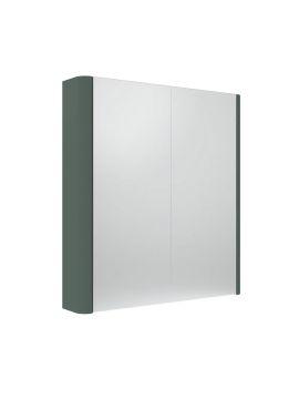 Tavistock Compass Non-Illuminated Double Door Mirror Cabinet - 600mm x 650mm - Viridian Green