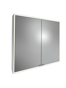 Tavistock Portrait Double Door Illuminated Mirror Cabinet - 800mm x 700mm - Gunmetal