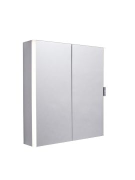 Tavistock Slide Double Door Illuminated Mirror Cabinet - 650mm x 700mm - Aluminium