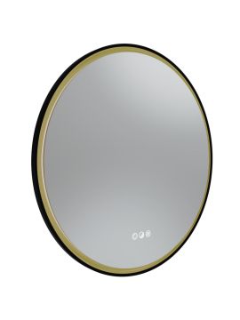 Tavistock Zephyr Circular Illuminated Mirror - 600mm x 600mm - Black and Brass