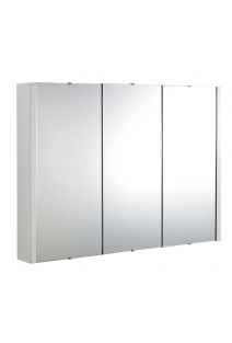 Deruta Triple Door Wall Hung Mirror Cabinet 650 x 900 x 110mm Gloss White