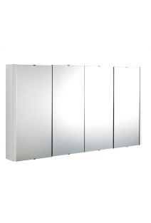 Deruta Four Door Wall Hung Mirror Cabinet 650 x 1200 x 110mm Gloss White
